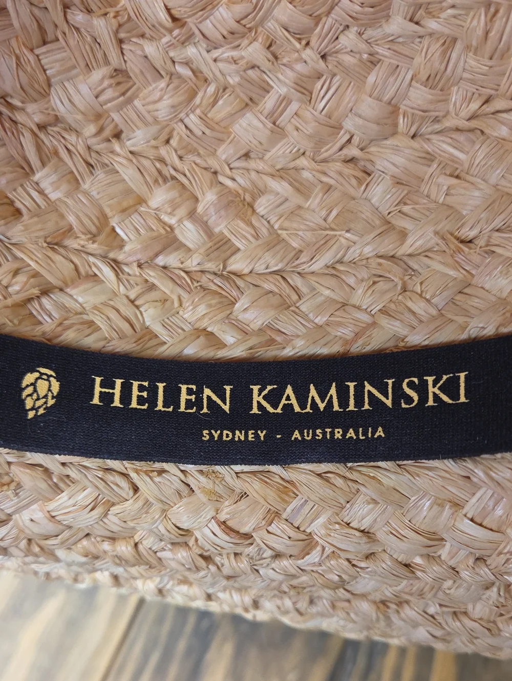 Helen Kaminski. Raffia Sun Hat with Black Band. Excellent Condition. OSFA
